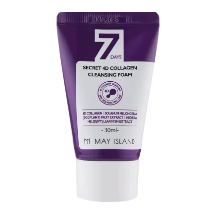 4 çeşit kolajen içeren temizleyici köpük May Island 7 Days Secret 4D Collagen Cleansing Foam 30 ml